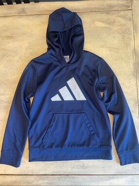 adidas Navy Blue Hoodie with White Logo